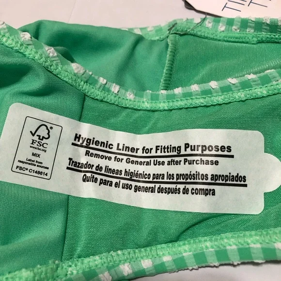 NWT Time and Tru Women’s Plus Mid-Rise Cheeky Green Gingham Bikini Bottom 2X - Picture 9 of 9